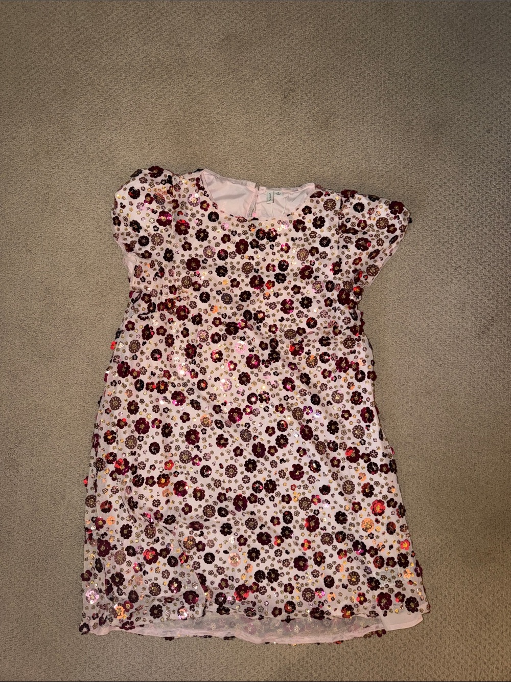 Janie and Jack Pink Floral Sequin Party Dress